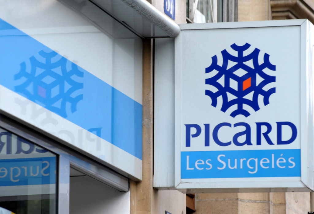 Picture taken on July 26, 2010 in Paris shows the logo of French frozen foods group Picard. Consumer-focused investment firm Lion Capital is in exclusive talks with British investment fund BC Partners to buy Picard, Picard, Lion Capital and BC Partners said on July 26, 2010. AFP PHOTO ERIC PIERMONT